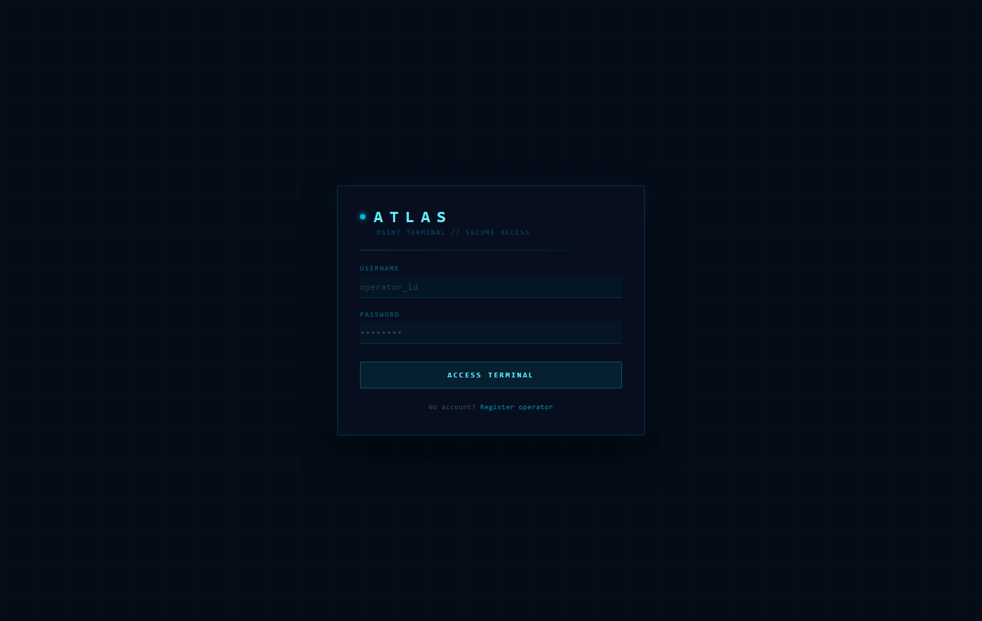 Atlas login screen